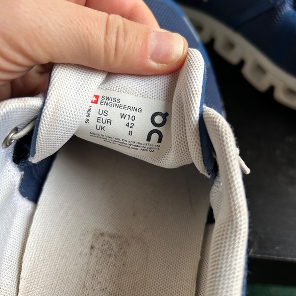 On Cloud Running Shoes – Blue/White – Great Condition Size W10 - Picture 5 of 5